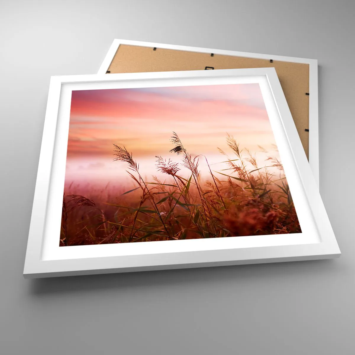 Affiche dans un cadre blanc - Poster - Cerfs-volants, pissenlits, vent - 40x40 cm