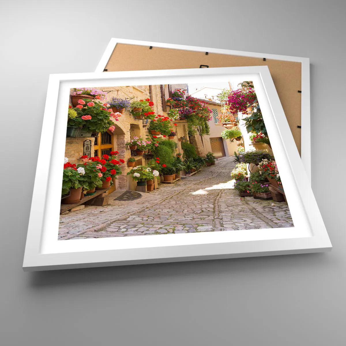 Affisch i vit ram - I blommornas flod - 40x40 cm