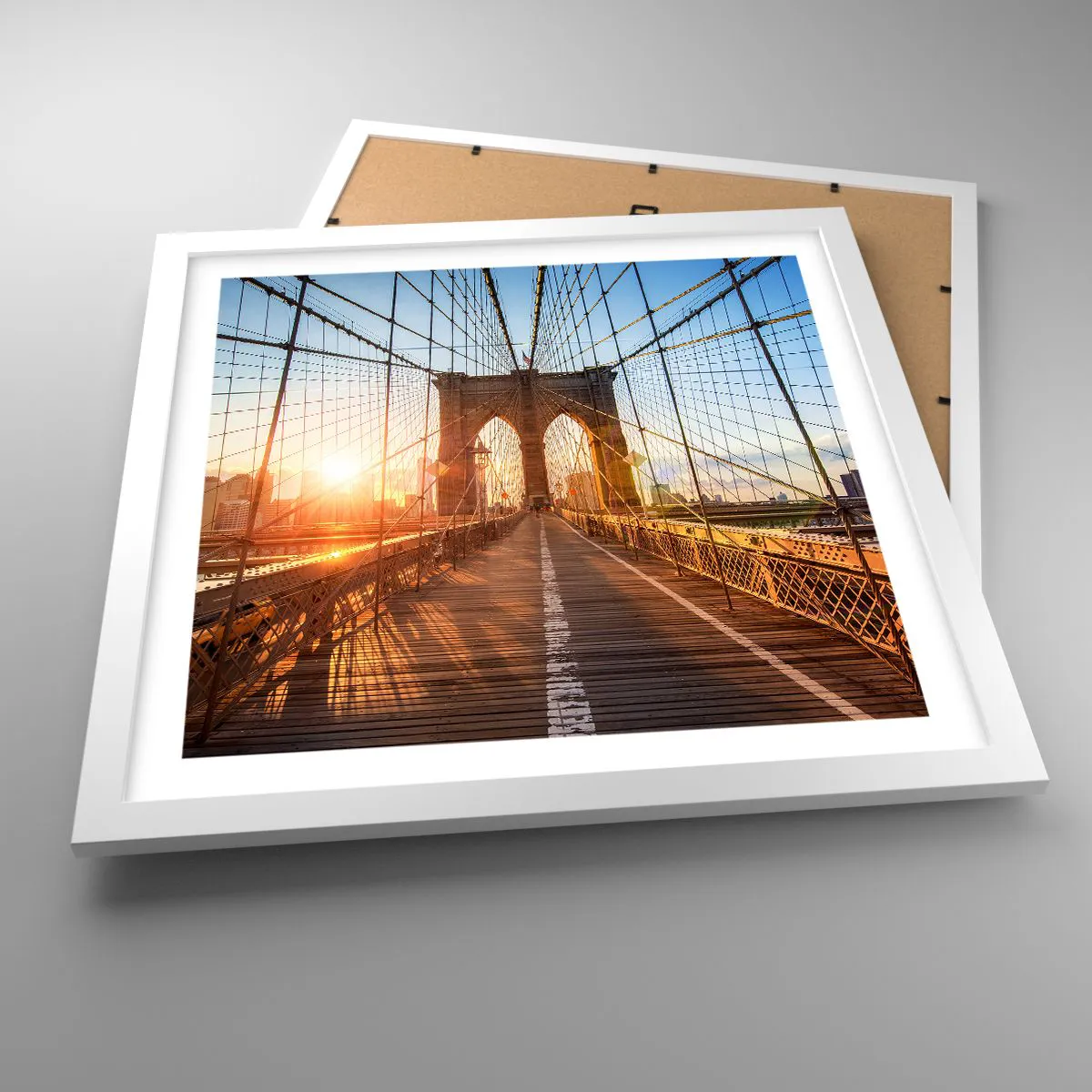 Poster in white frmae - On a Golden Bridge - 40x40 cm