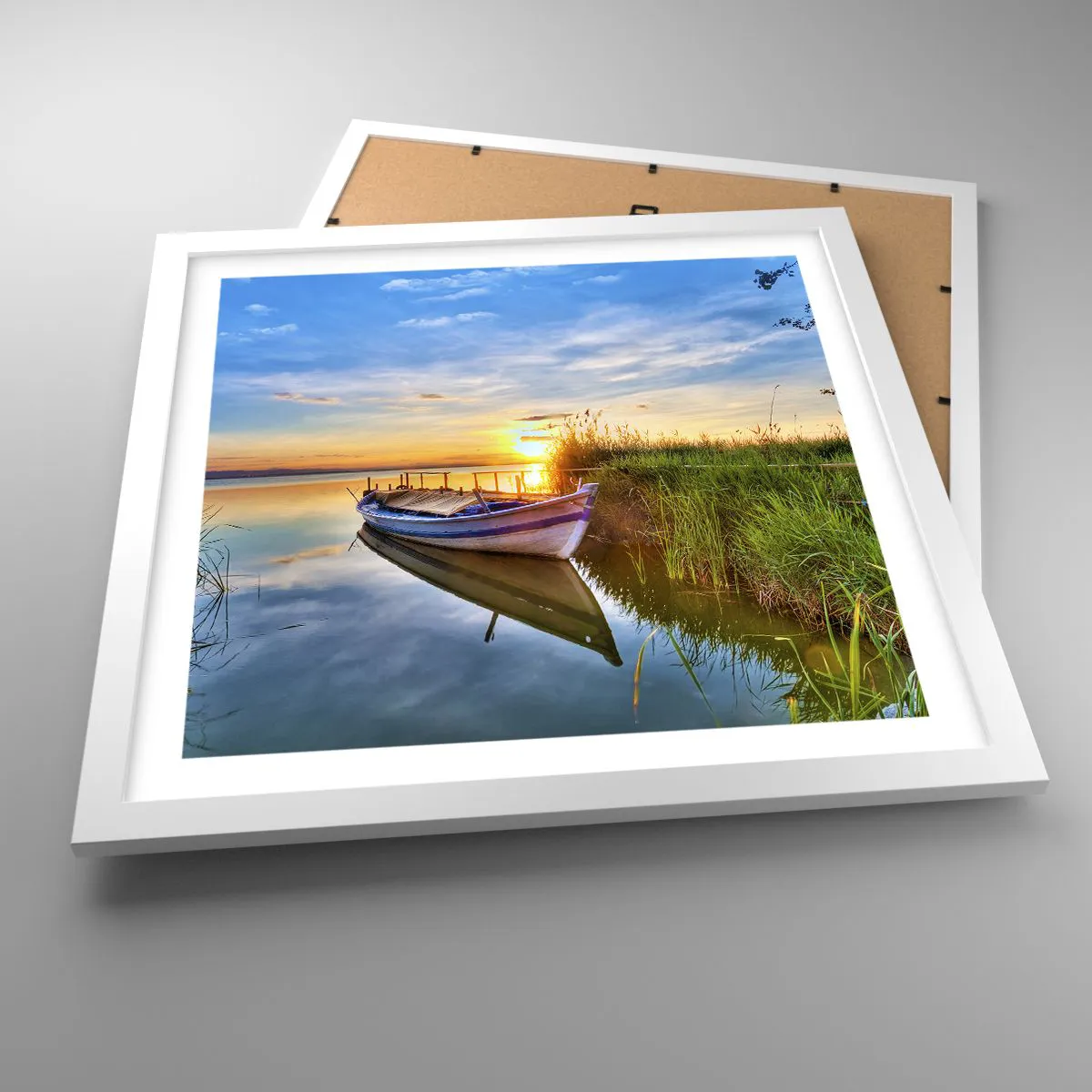 Affisch i vit ram - Uppfyllda drömmars vik - 40x40 cm