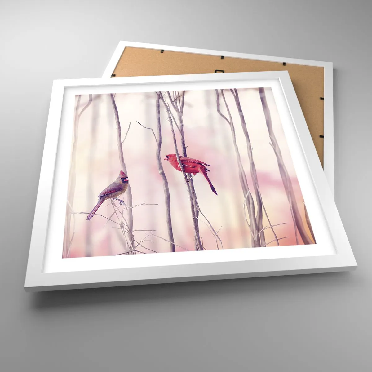 Affiche dans un cadre blanc - Poster - Conte de la forêt rose - 40x40 cm