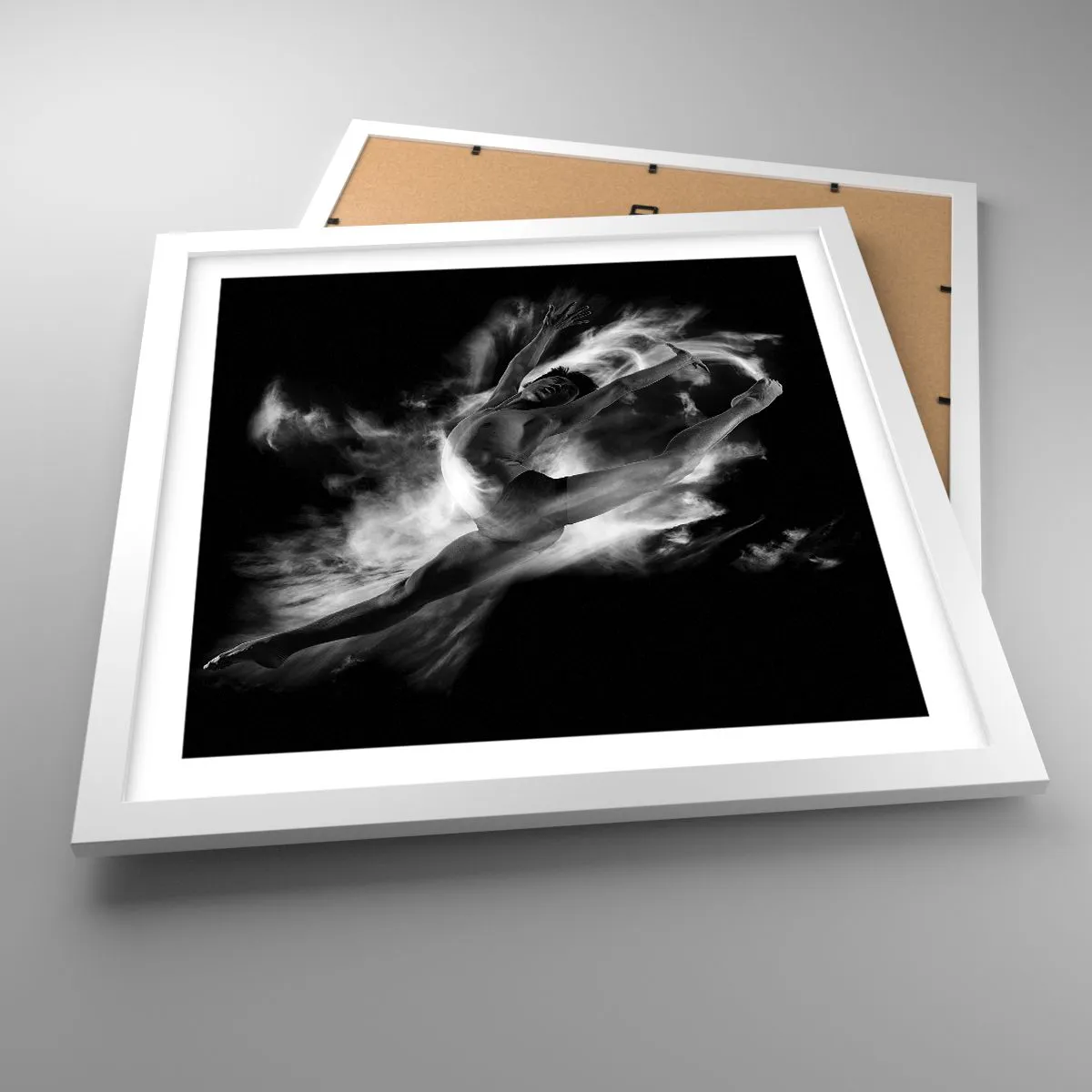 Poster in einem weißen Rahmen - Im Flug hängen geblieben - 40x40 cm