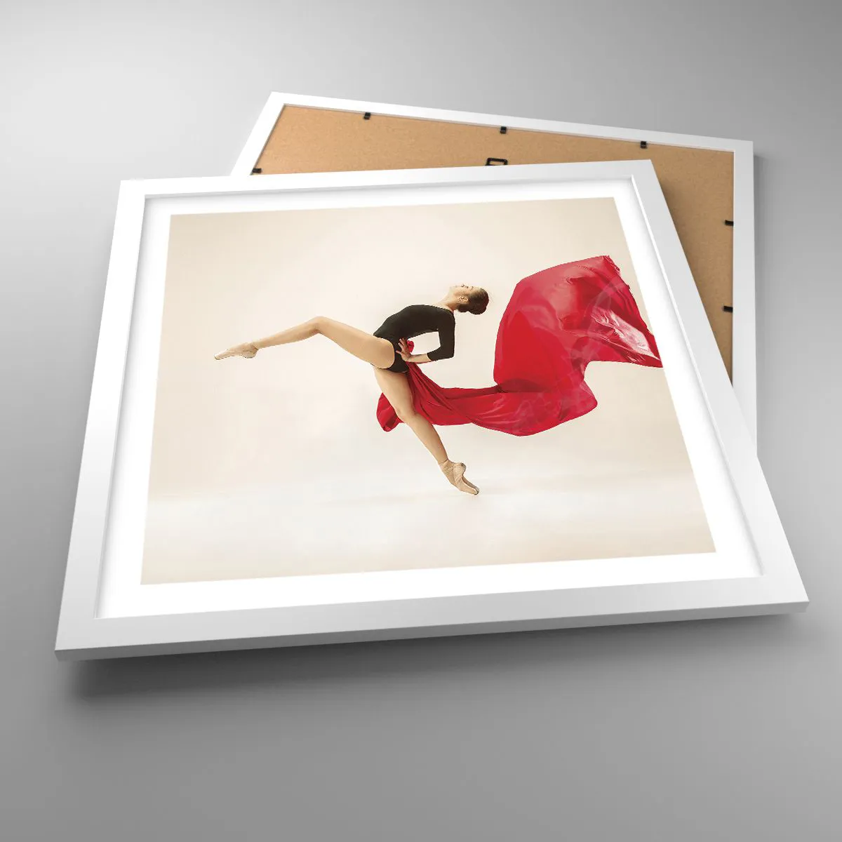 Poster in een witte lijst - rood en zwart - 40x40 cm