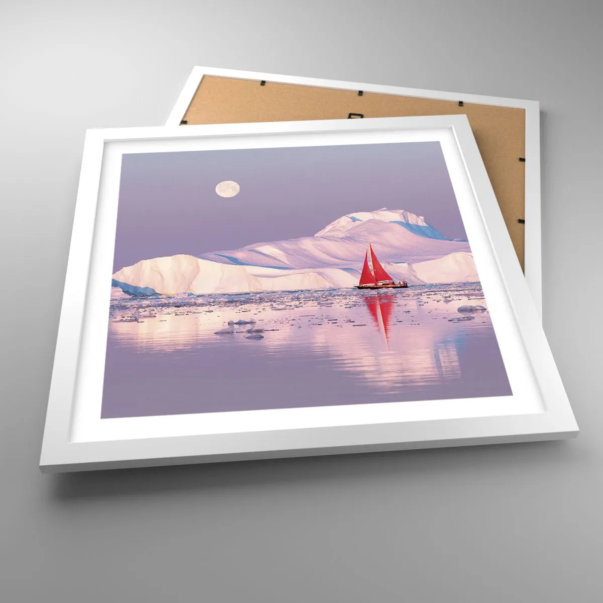 Poster in einem weißen Rahmen - Die Hitze des Segels, die Kälte des Eises - 40x40 cm