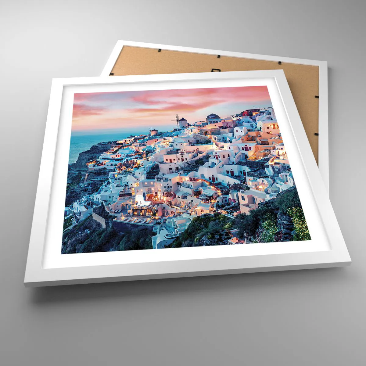 Poster în ramă albă - Vacanța ta grecească - 40x40 cm