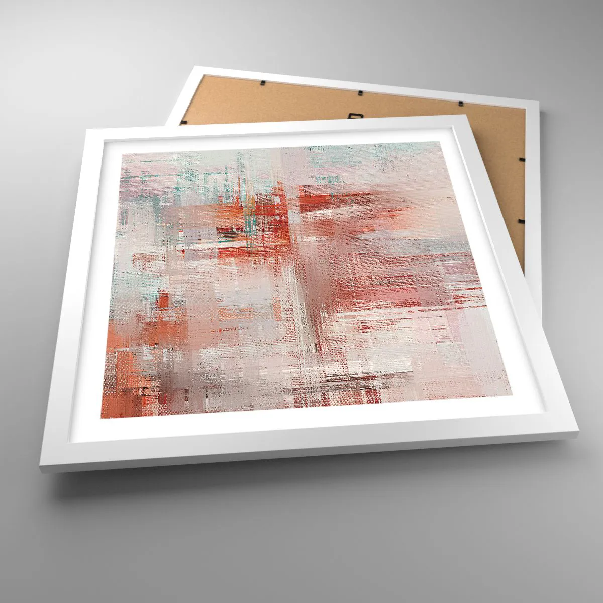 Poster în ramă albă - În ceață. Dar roz - 40x40 cm