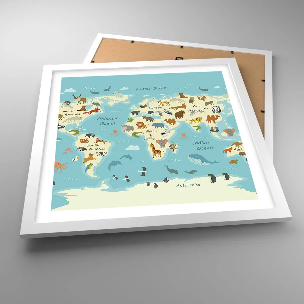 Plakat i hvid ramme - Gode naboer - 40x40 cm