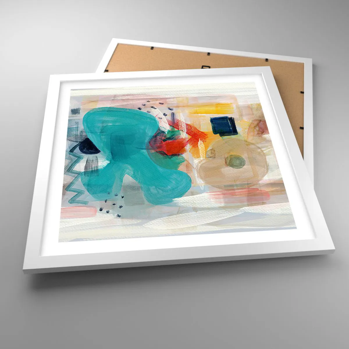 Poster in cornice bianca - Il gioco dei colori - 40x40 cm