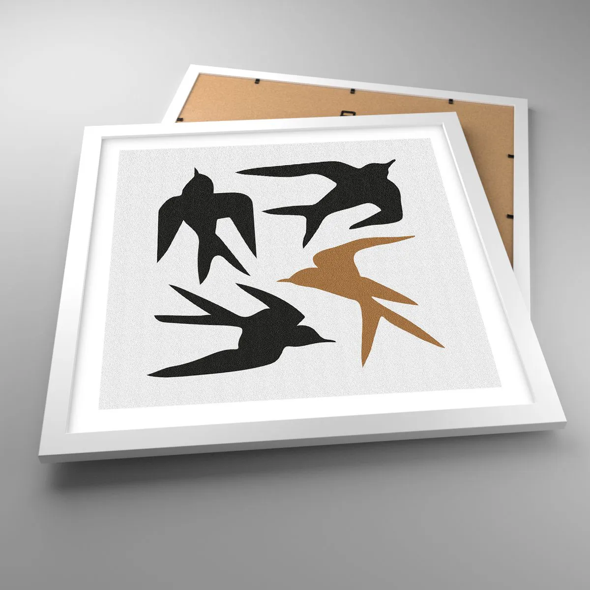 Poster in einem weißen Rahmen - Schwalbenspaß - 40x40 cm