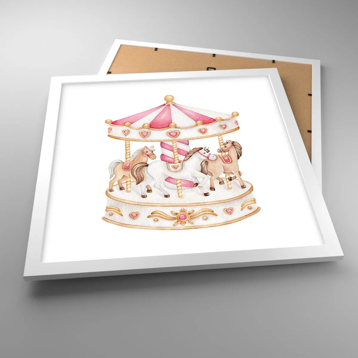 Poster în ramă albă - Lumea dulce a copilăriei - 40x40 cm