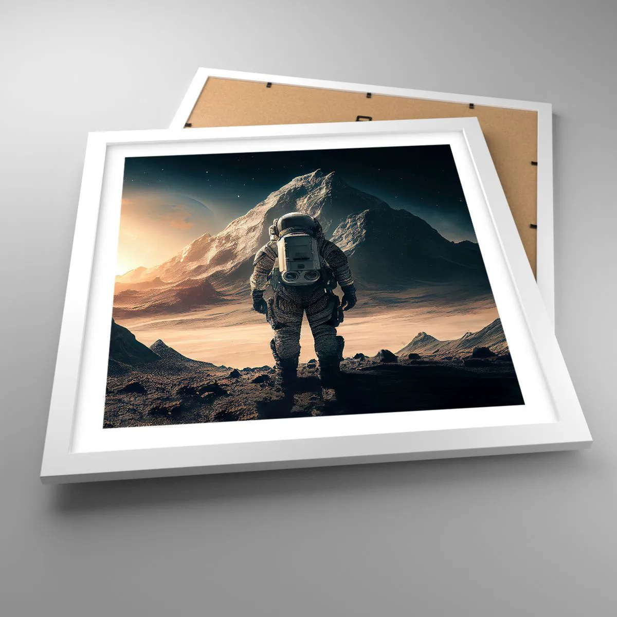 Affiche dans un cadre blanc - Poster - Nouveau défi - 40x40 cm