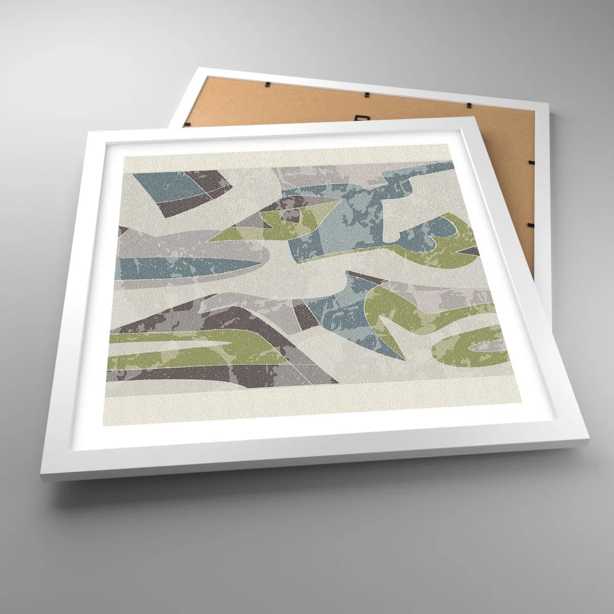 Affisch i vit ram - Komposition bakom glas - 40x40 cm