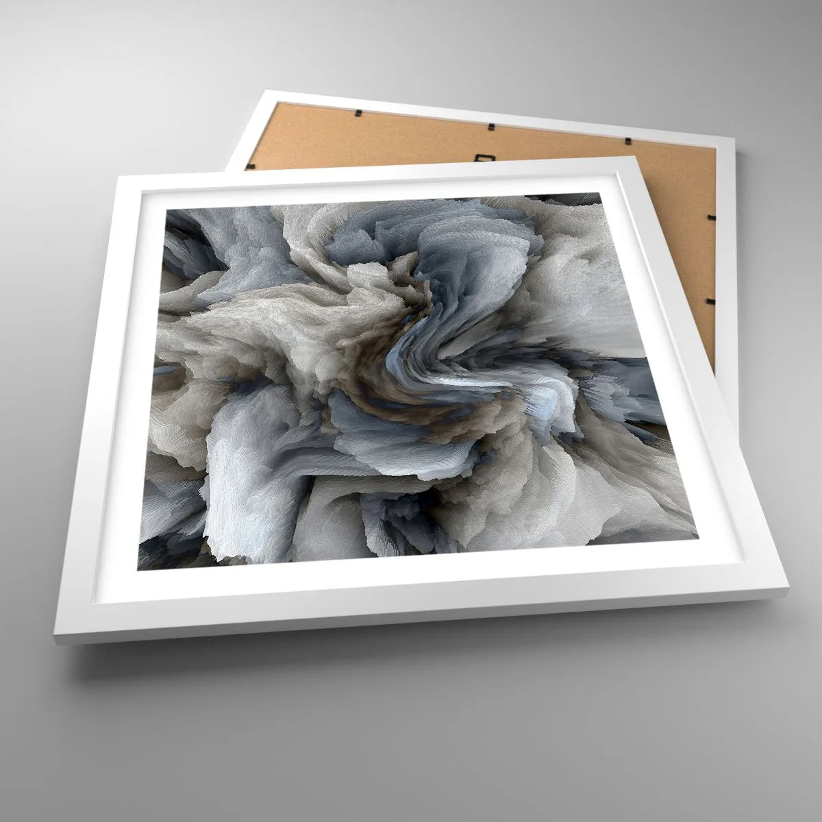 Affisch i vit ram - Sten och blomma - 40x40 cm