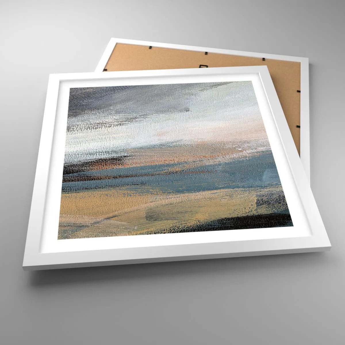 Affisch i vit ram - Abstraktion: nordligt landskap - 40x40 cm