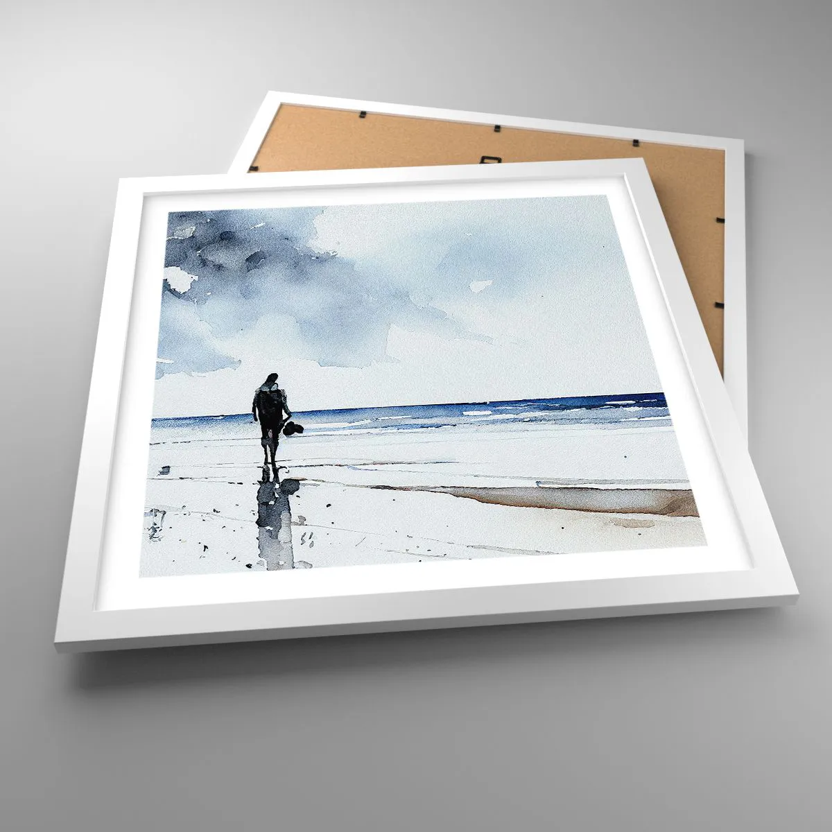 Pôster em moldura branca - Conversa com o mar - 40x40 cm