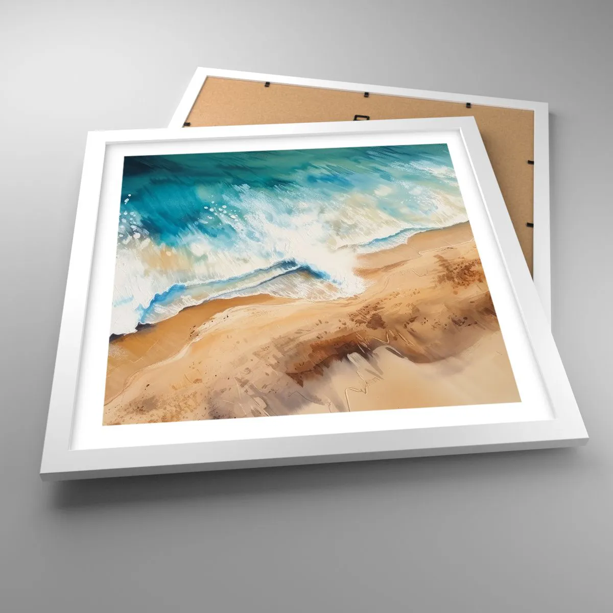 Affiche dans un cadre blanc - Poster - La vague qui revient - 40x40 cm