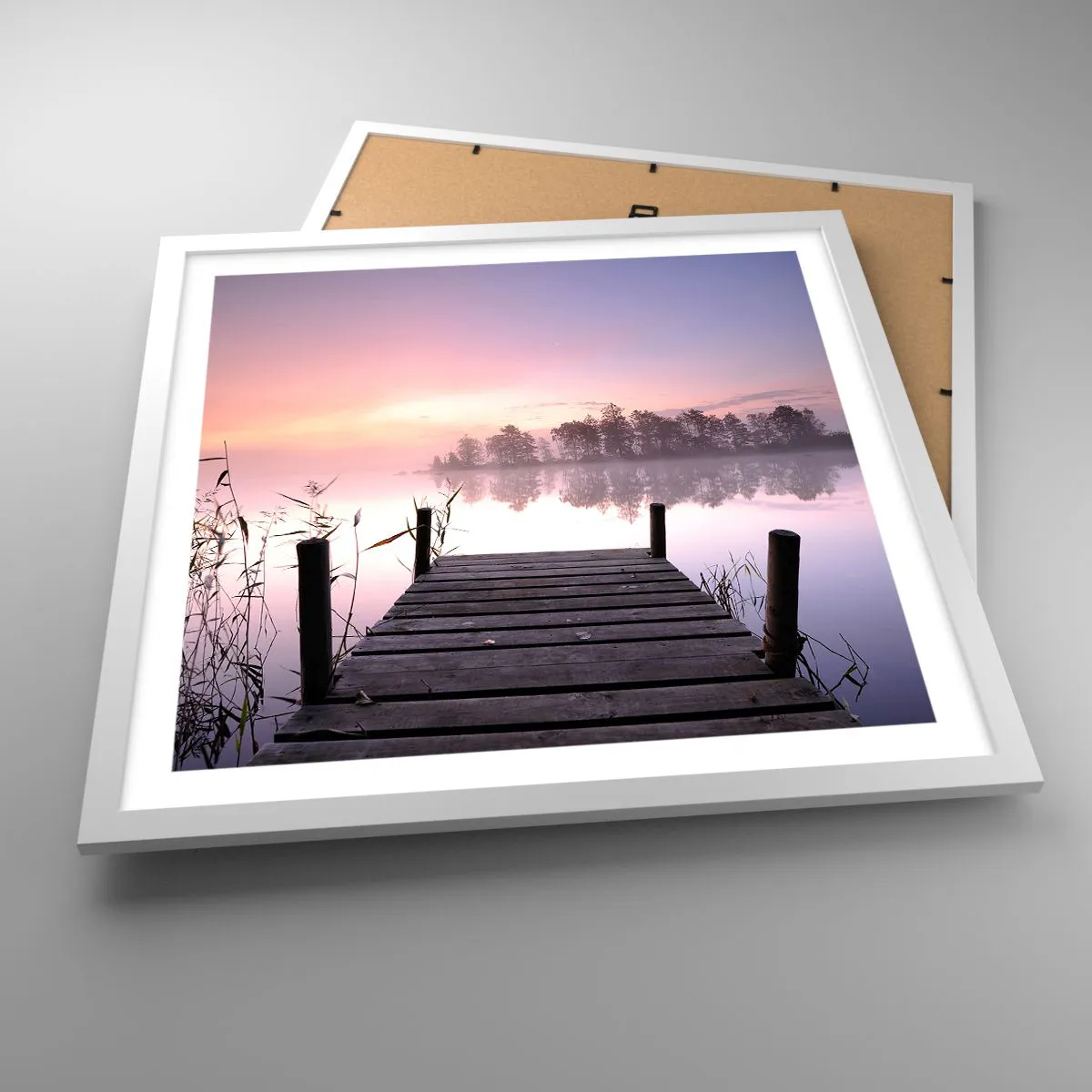 Plagát v bielom ráme - Z ľaliovej hmly… - 50x50 cm