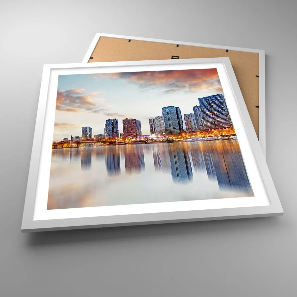 Plakát v bílém rámu - Monumentální klid Paříže - 50x50 cm