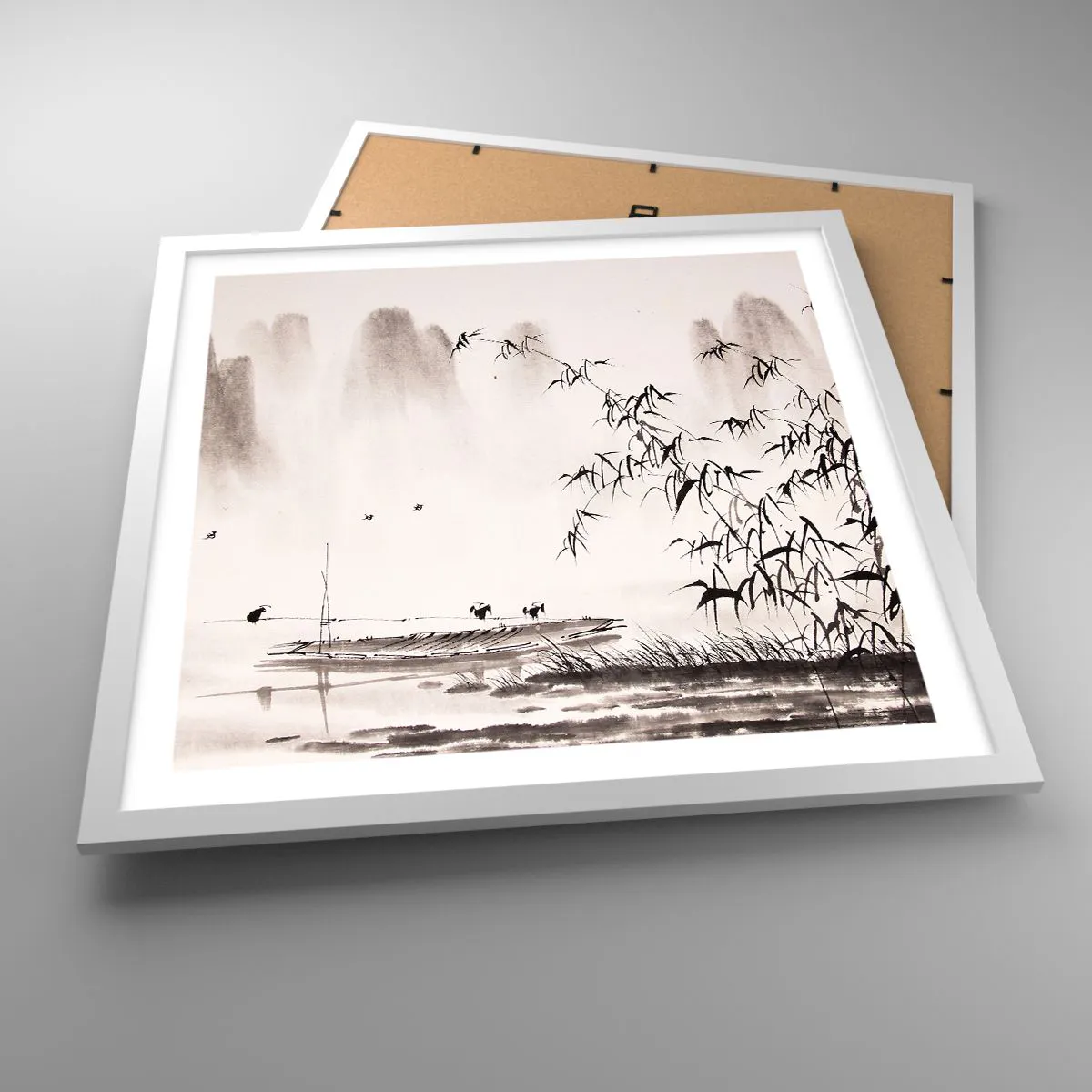 Plagát v bielom ráme - Pokoj ryžových polí - 50x50 cm