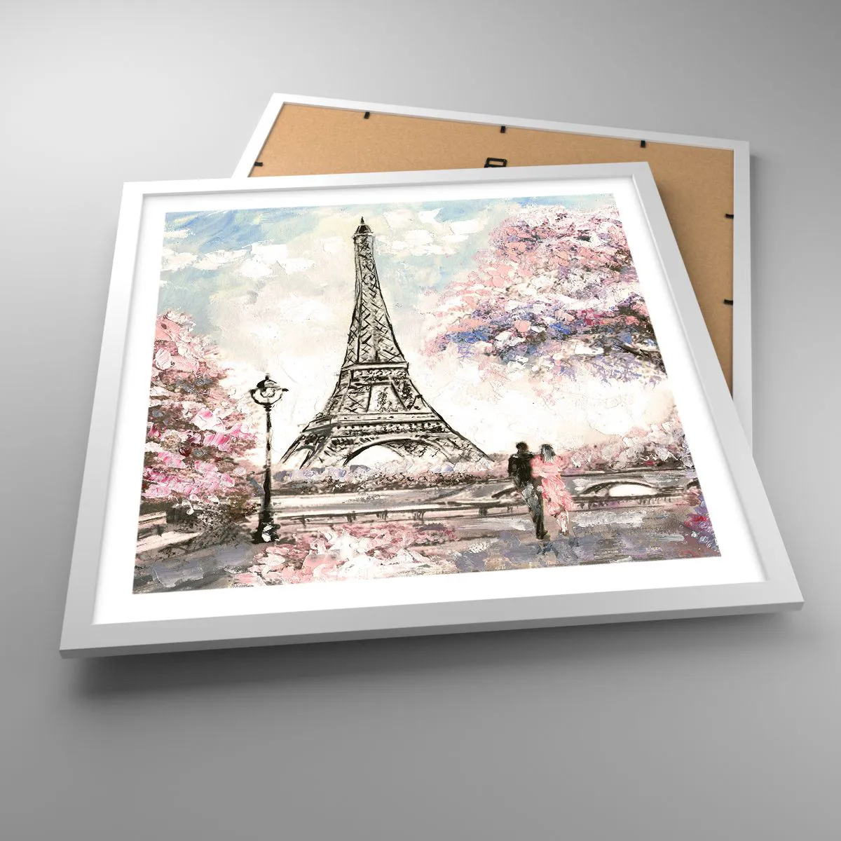 Affiche dans un cadre blanc - Poster - Balade d'avril à Paris - 50x50 cm
