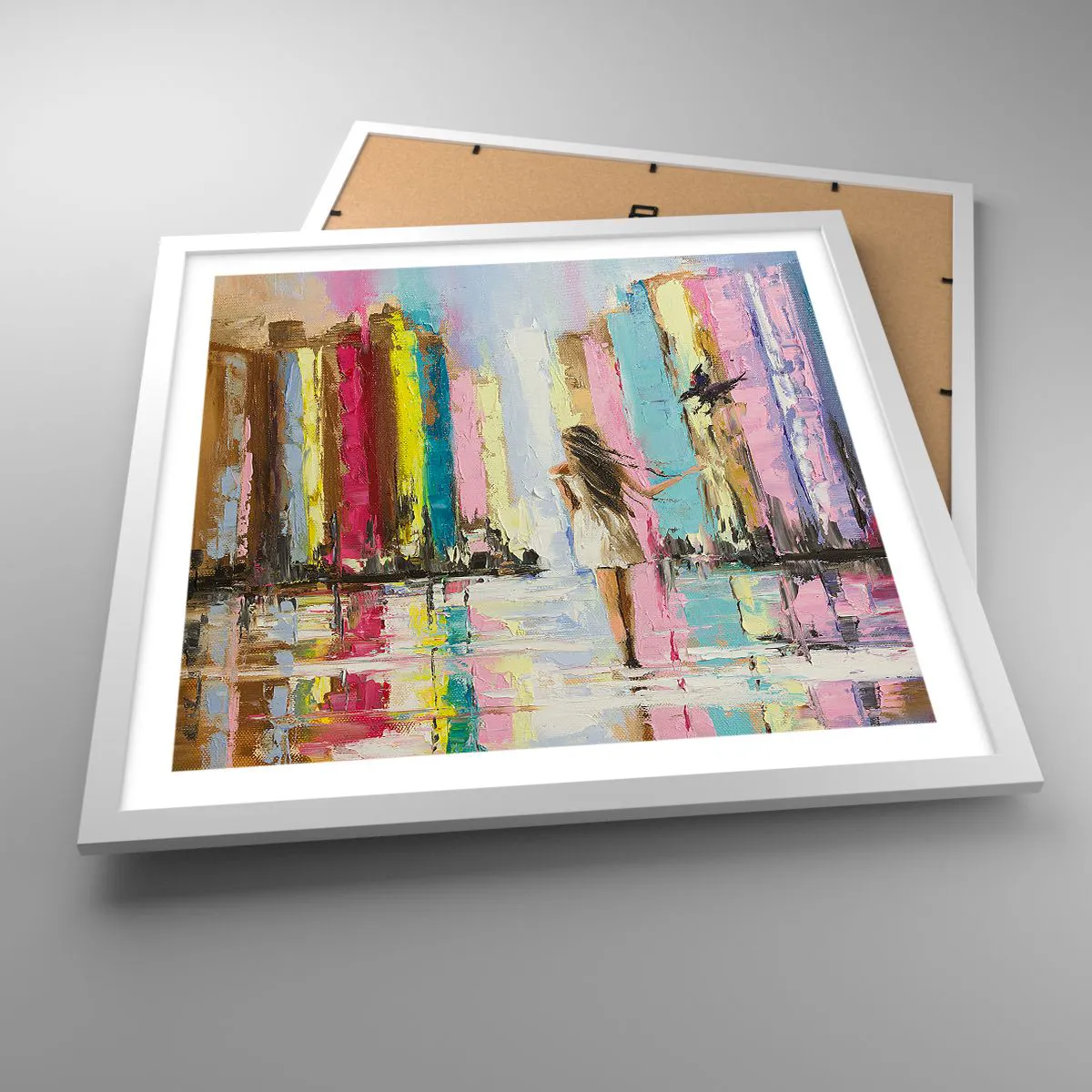 Plakat w białej ramie - Idż za mną - 50x50 cm