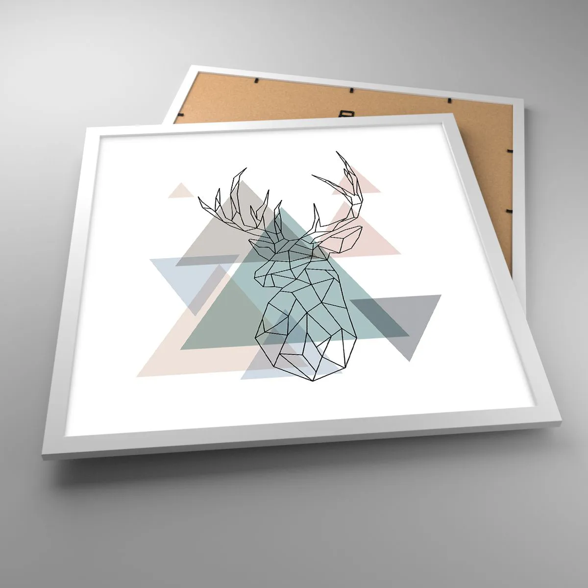 Plakát v bílém rámu - V geometrickém lese - 50x50 cm