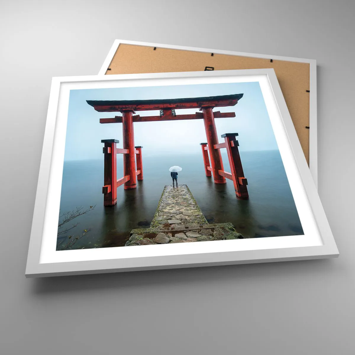 Plakat w białej ramie - Japońska zaduma - 50x50 cm