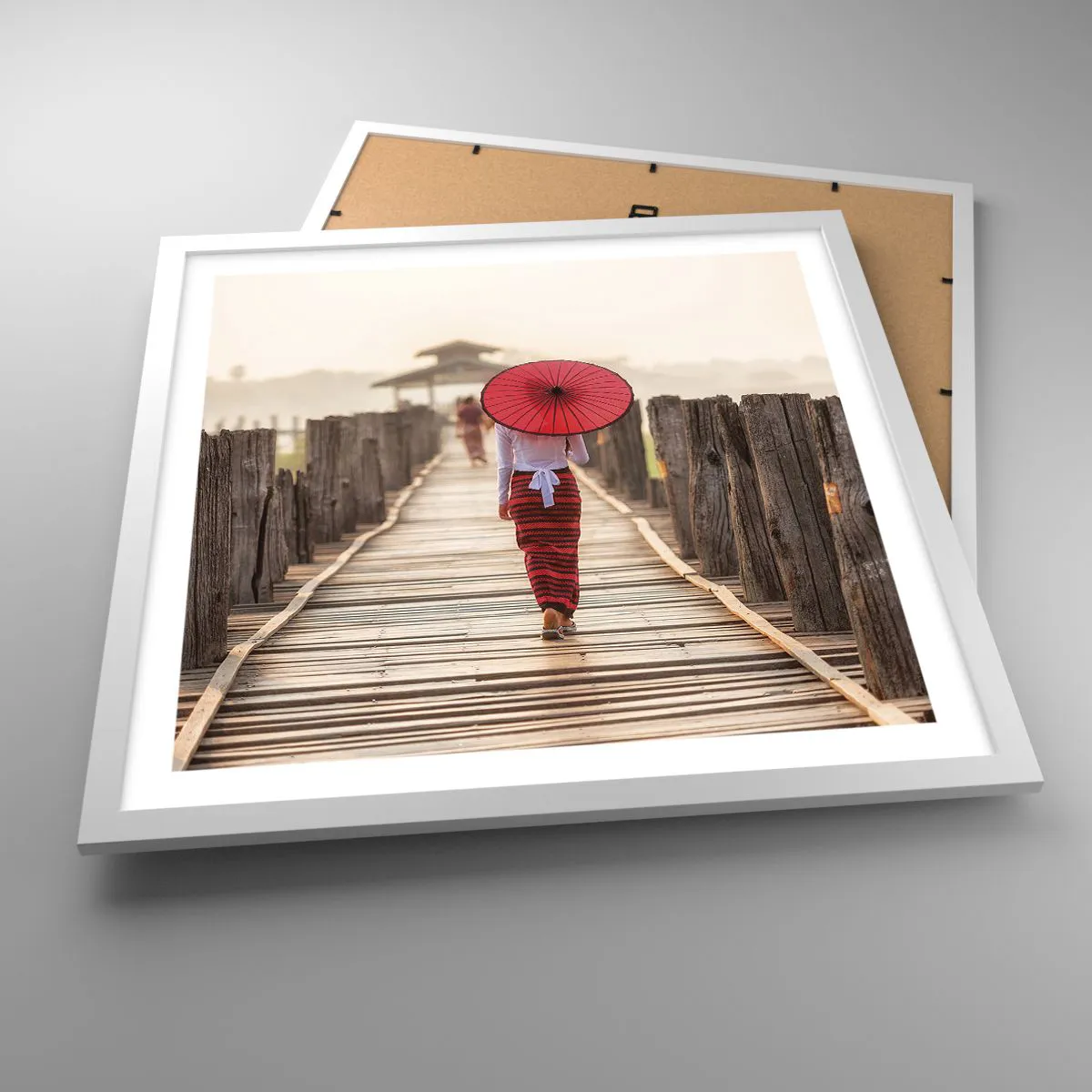 Affisch i vit ram - På den gamla bron - 50x50 cm