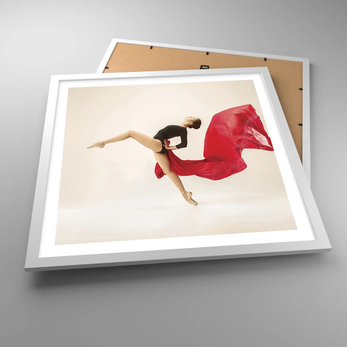 Affisch i vit ram - Röd och svart - 50x50 cm