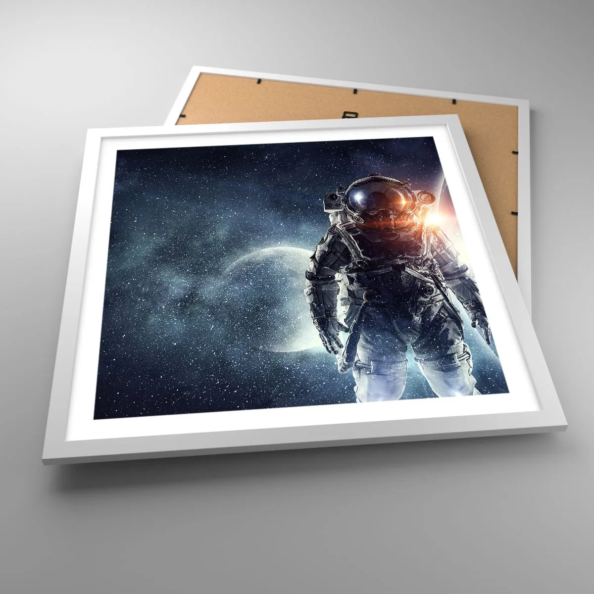 Pôster em moldura branca - Aventura espacial - 50x50 cm