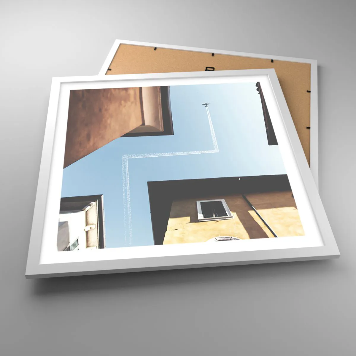 Affisch i vit ram - Ovanför stadens labyrint - 50x50 cm