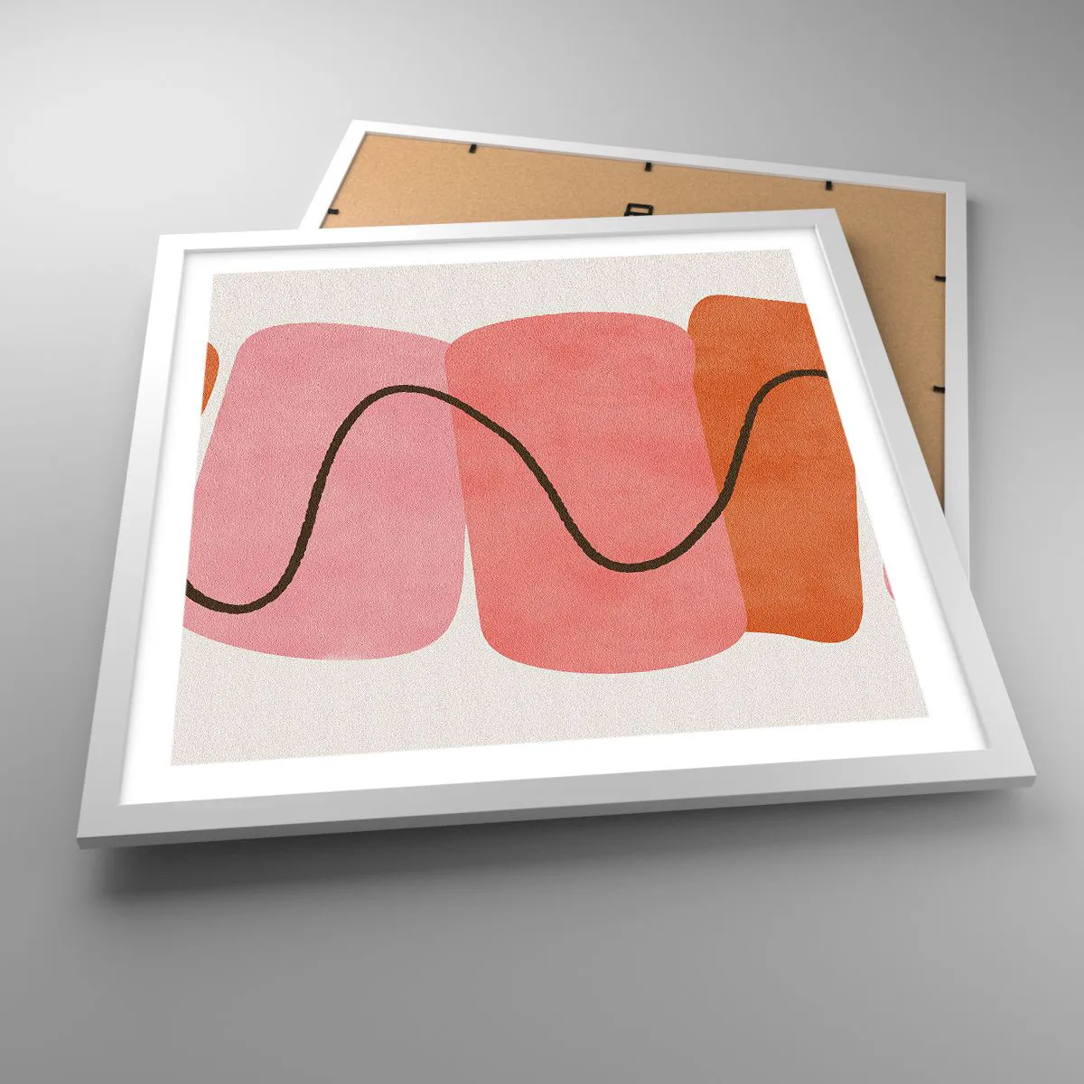 Poster in einem weißen Rahmen - Sanfte Bewegung der Formen - 50x50 cm