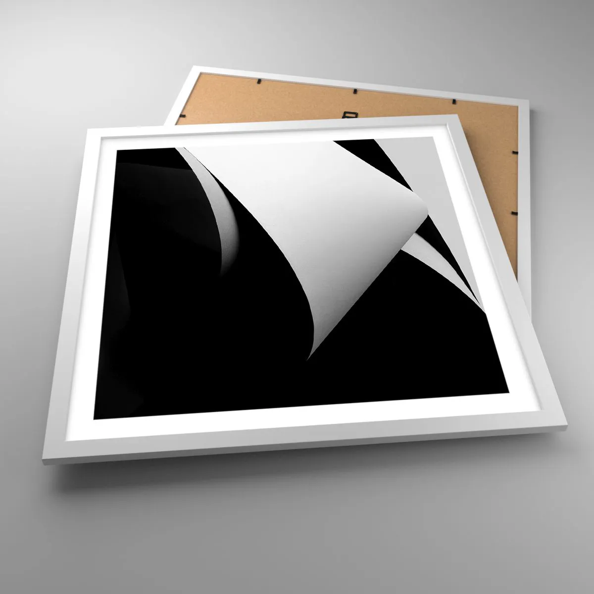 Affiche dans un cadre blanc - Poster - Plans de lumière venus des profondeurs de l'ombre - 50x50 cm