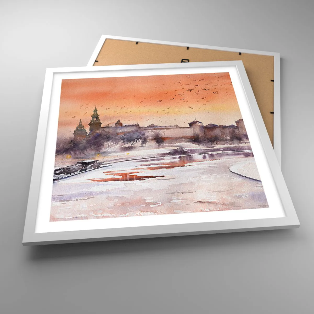 Plagát v bielom ráme - Kráľovský západ slnka - 50x50 cm