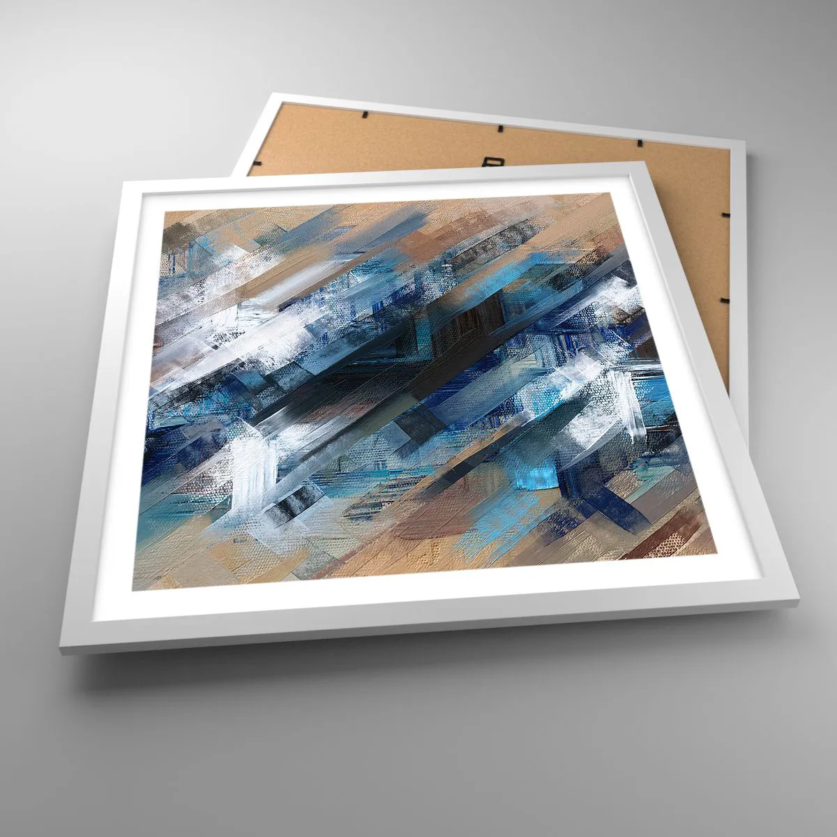 Poster în ramă albă - Pe o pantă albastră - 50x50 cm