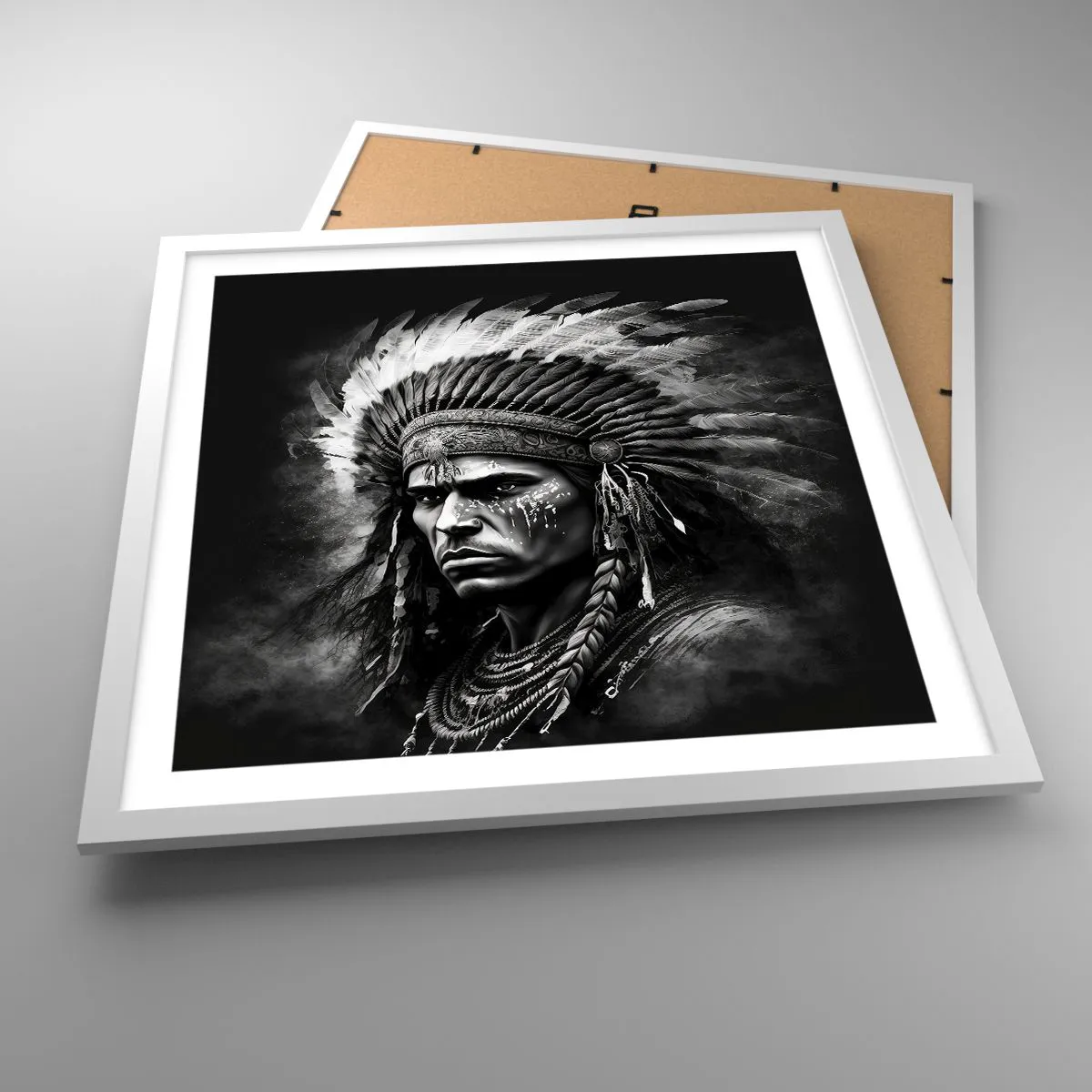 Plakat i hvid ramme - Leder og kriger - 50x50 cm