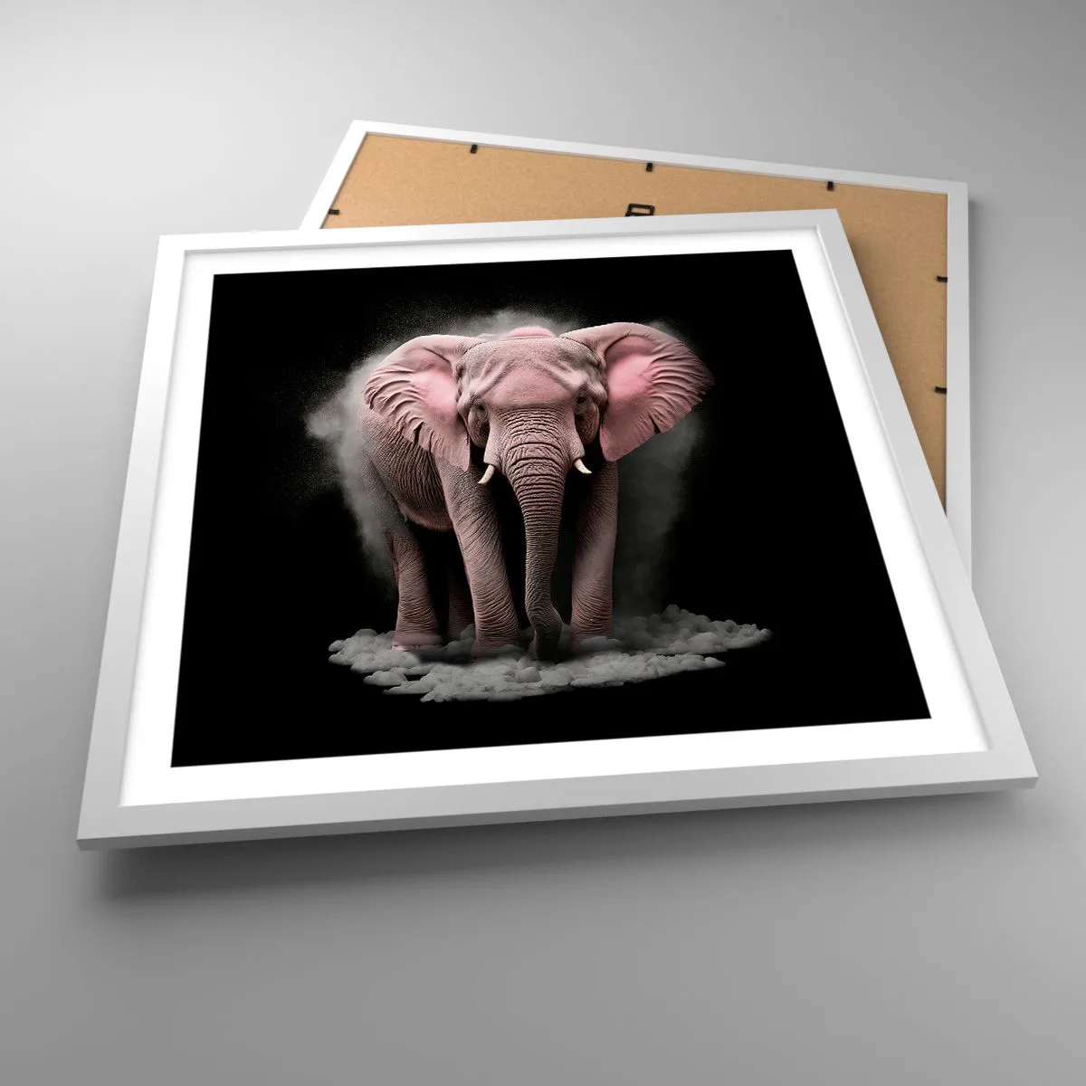 Plakát v bílém rámu - Nemysli na růžového slona! - 50x50 cm