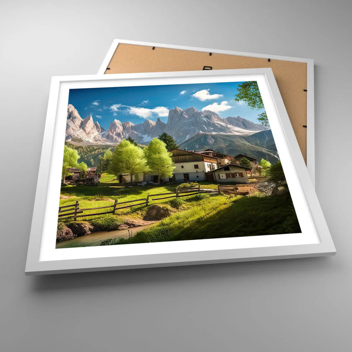 Poszter fekete keretben - Alpesi idill - 50x50 cm