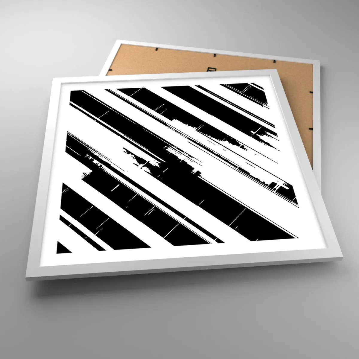 Plakat i hvid ramme - Intens og dynamisk komposition - 50x50 cm