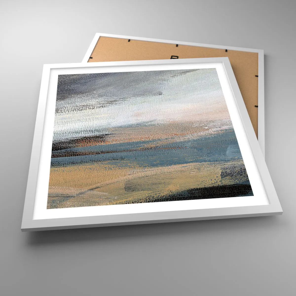 Poszter fekete keretben - Absztrakció: északi táj - 50x50 cm