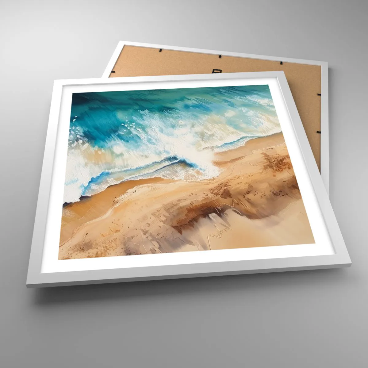 Affiche dans un cadre blanc - Poster - La vague qui revient - 50x50 cm