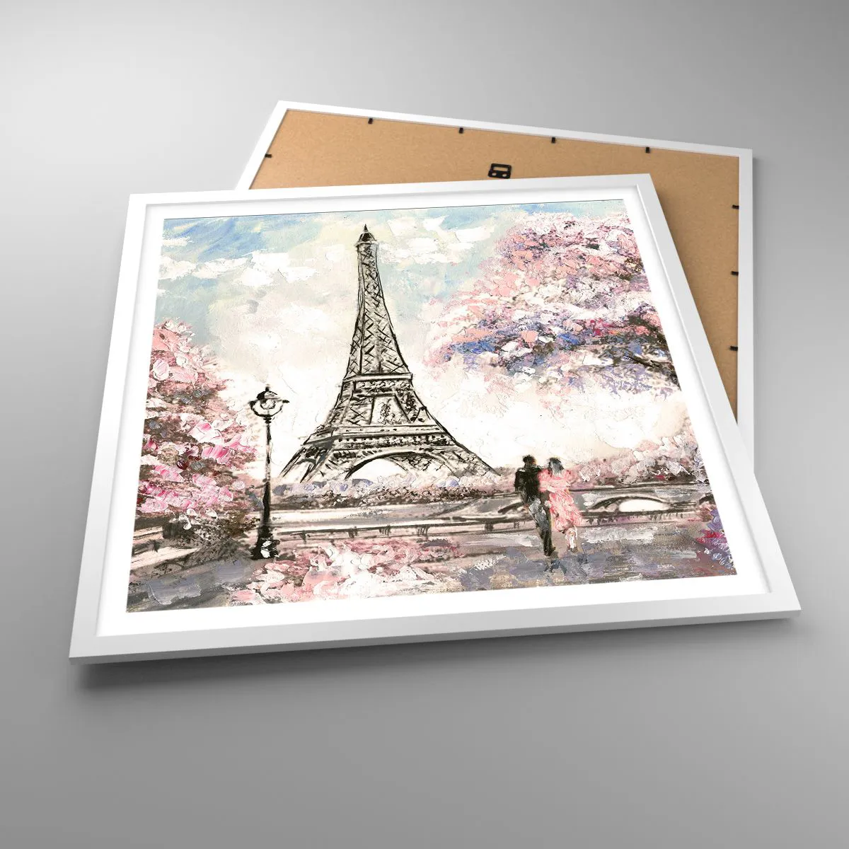 Affiche dans un cadre blanc - Poster - Balade d'avril à Paris - 60x60 cm