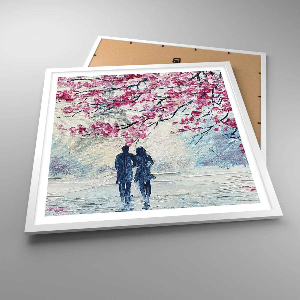 Poster in white frmae - Romantic Walk - 60x60 cm