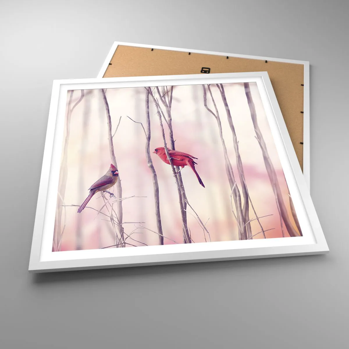 Affiche dans un cadre blanc - Poster - Conte de la forêt rose - 60x60 cm