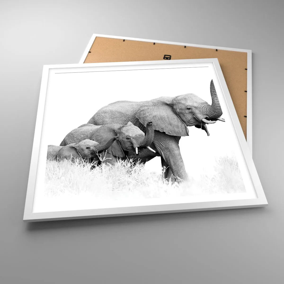 Affiche dans un cadre blanc - Poster - Un, deux, trois - 60x60 cm