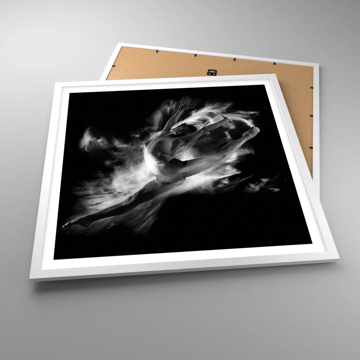 Poster in einem weißen Rahmen - Im Flug hängen geblieben - 60x60 cm