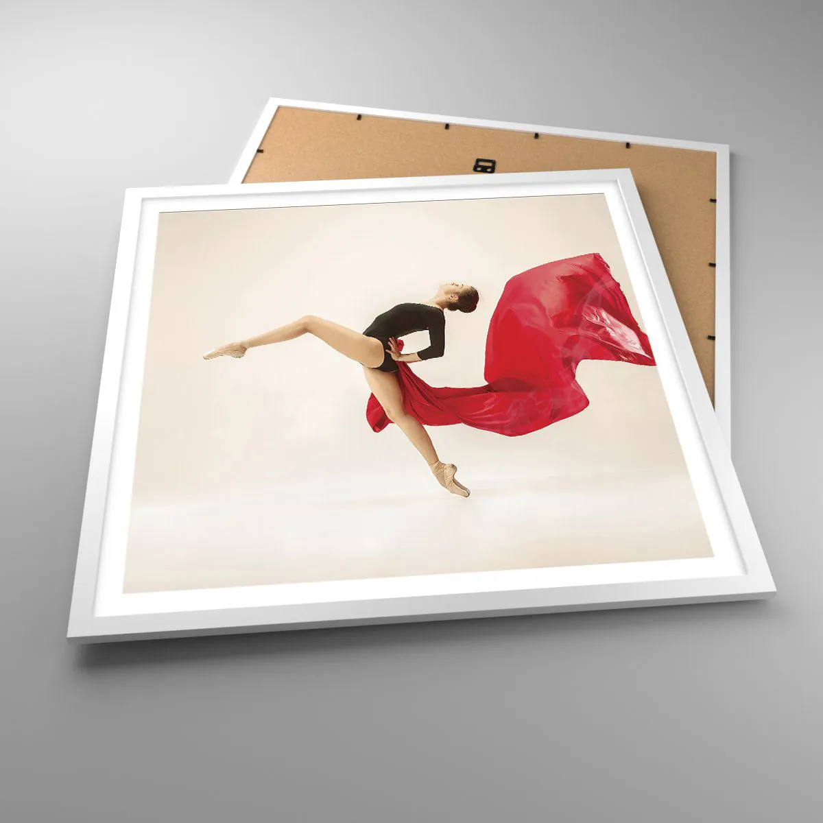 Affisch i vit ram - Röd och svart - 60x60 cm