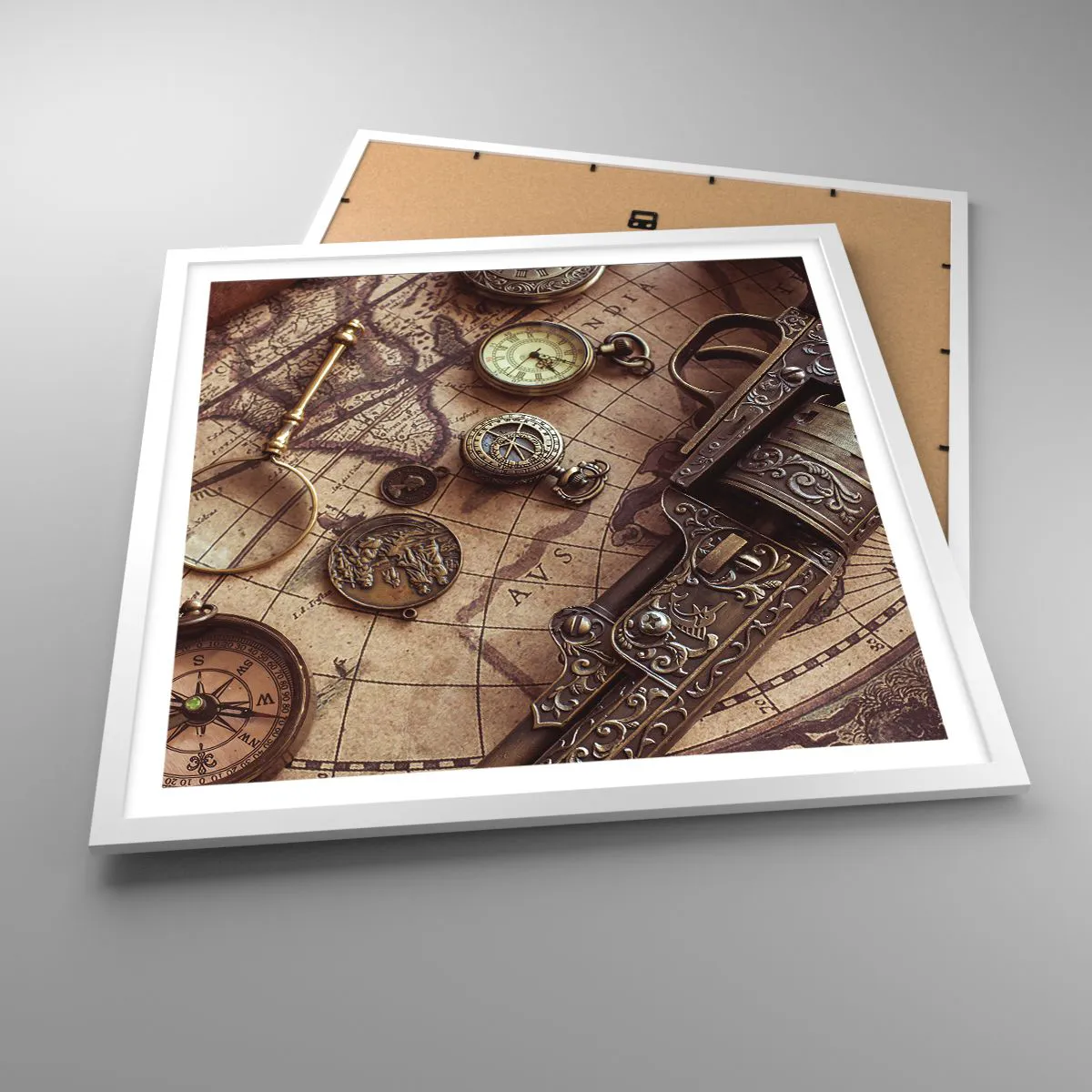 Affiche dans un cadre blanc - Poster - L'aventure appelle - 60x60 cm