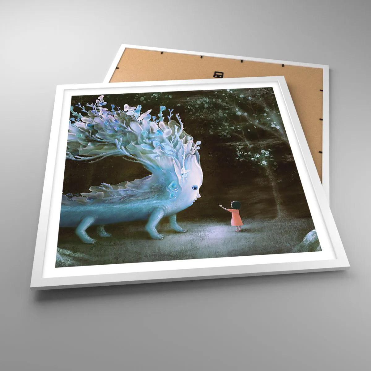 Poster în ramă albă - Întâlnire fantastică - 60x60 cm