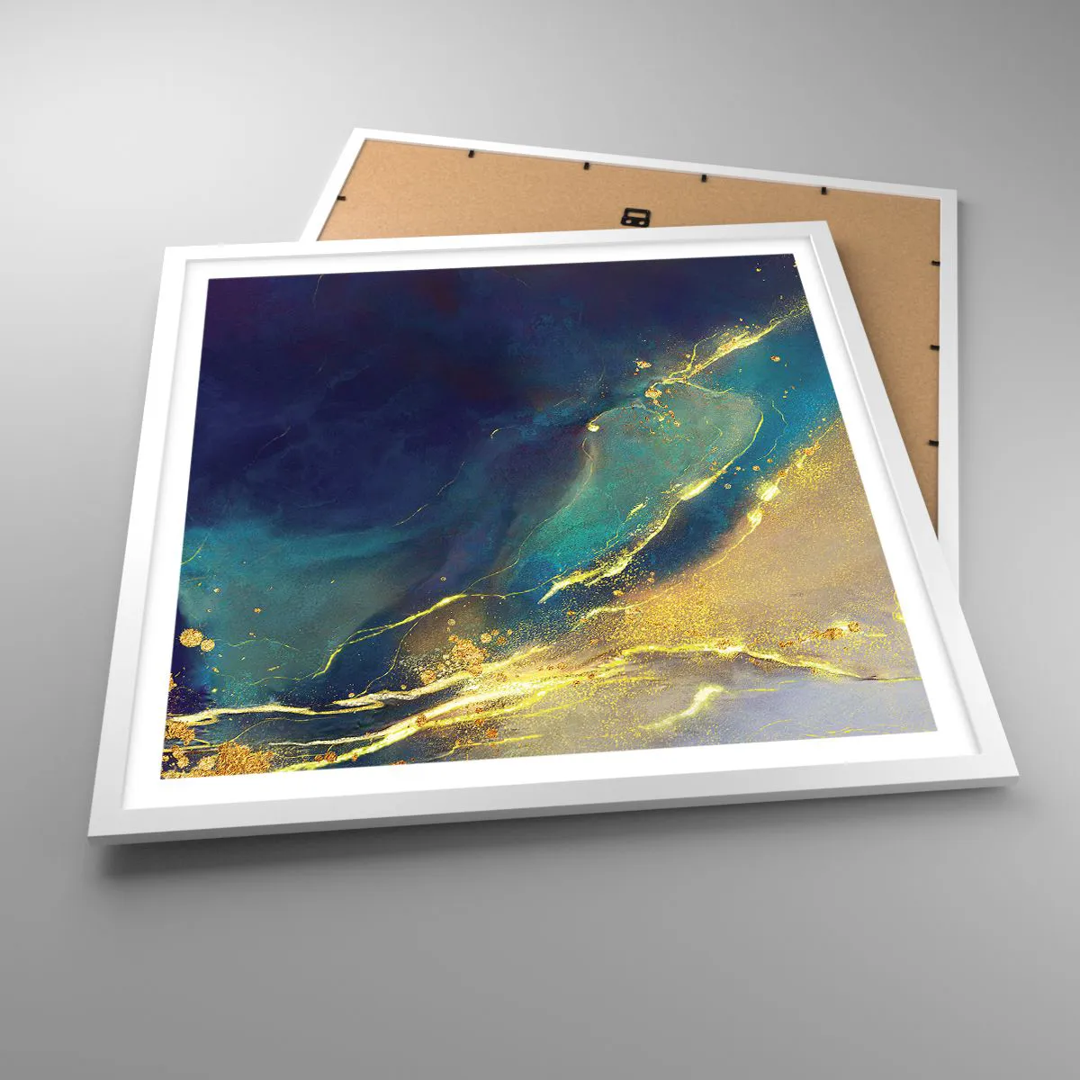 Poster in einem weißen Rahmen - Der goldene Teich - 60x60 cm